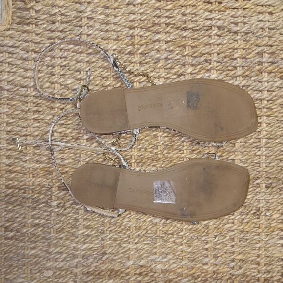 Express Faux Snakeskin Strappy Chain Sandals Women's Size 5 Flat - Picture 4 of 4